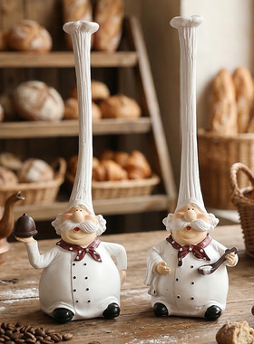 美式乡村田园树脂创意厨房餐厅家居装饰品高帽厨师摆件工艺品