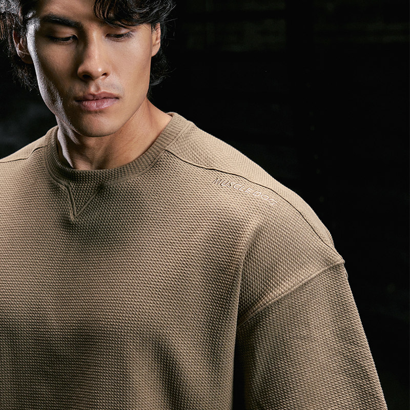 肌肉狗 运动短袖T恤男夏季美式华夫格宽松半袖休闲训练服健身衣服,淘宝优惠券,粉丝福利购,淘宝优惠卷