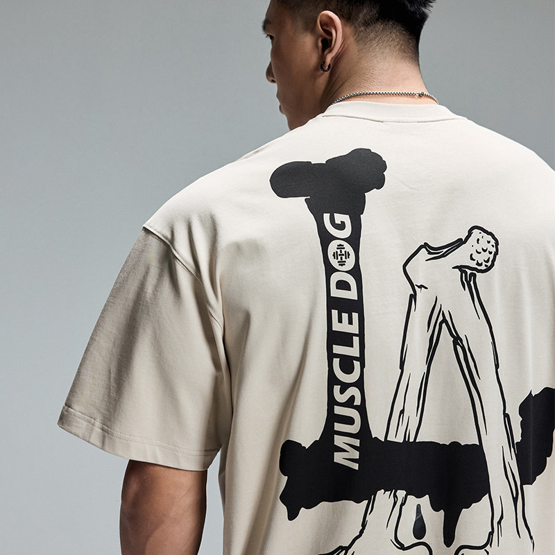 肌肉狗 运动休闲短袖T恤男时尚性感印花宽松半袖上衣训练健身衣服,淘宝优惠券,粉丝福利购,淘宝优惠卷