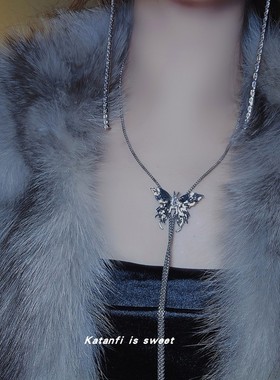 钛钢抽拉女蝴蝶毛衣链秋冬