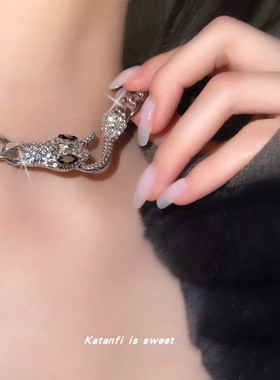 情侣银色钛钢蛇头显瘦锁骨链