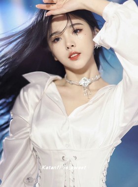 女团水钻水晶米珠多层颈链