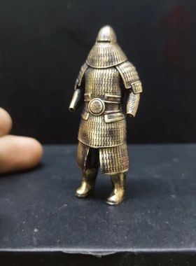 纯铜摆件铠甲模型甲胄士兵秦俑手办考古文创陶俑古代人物兵人摆件