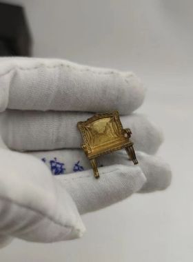 黄铜回忆板凳中式座椅袖珍迷你龙椅摆件模型古典复古官椅模型模拟