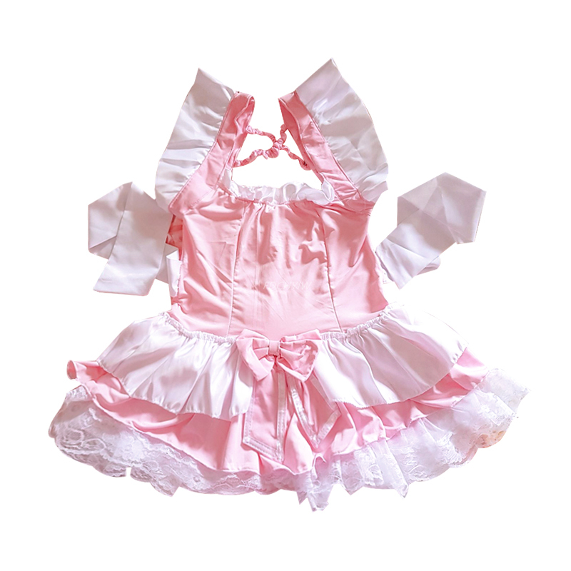 Pink Lolita Women Maid Cosplay Kawaii Apron Servant Costume - 图2