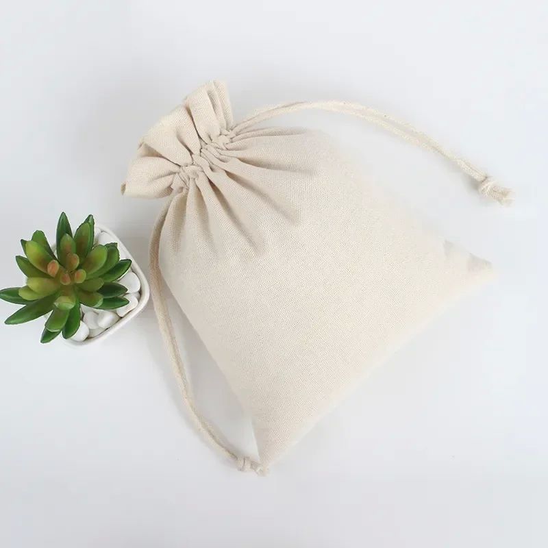 1Pc High Quality Natural Linen Storage Drawstring Bags Chris - 图0