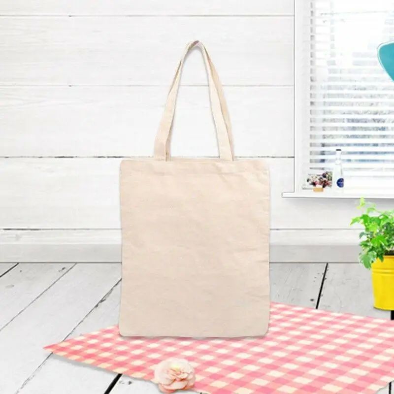 Creamy White Plain Shopping Shoulder Tote High Capacity Envi - 图0