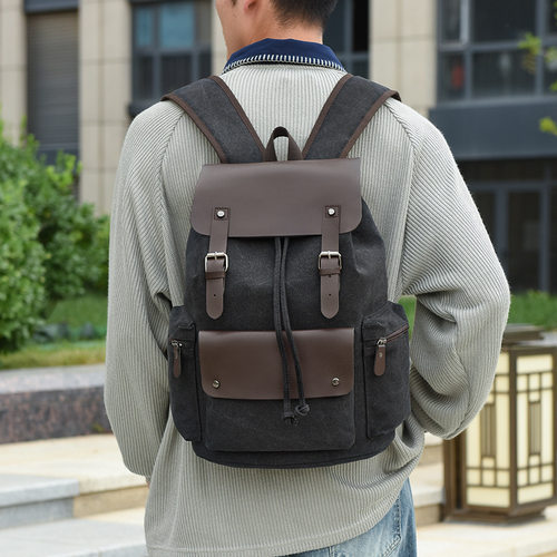 Simple Men's Backshoulder  Large Capacity Retro rendy - 图1