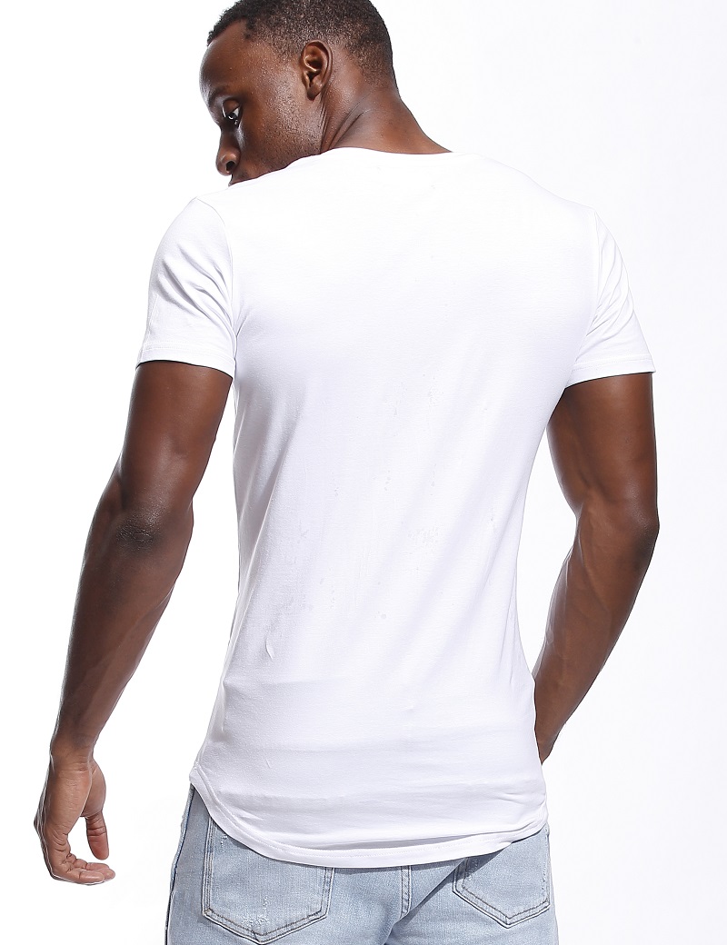 Deep V Neck T Shirt for Men Low Cut Vneck Wide Vee Tee Male-图1