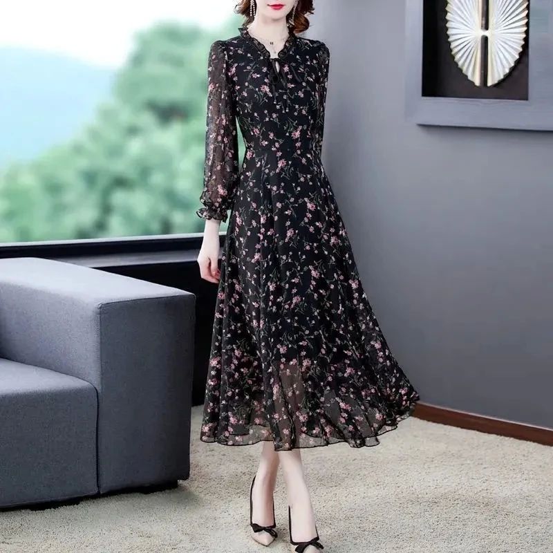 Oversized 6xl Chiffon Floral Midi Dress Women Summer New Boh - 图3