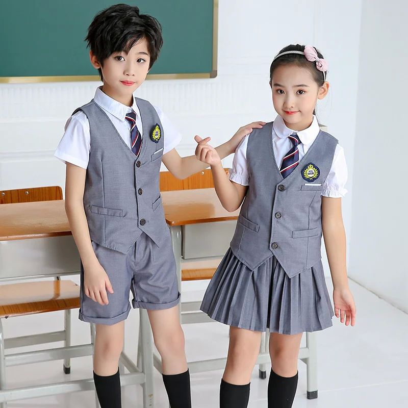 Summer British navy school uniform set, primary school perfo - 图0