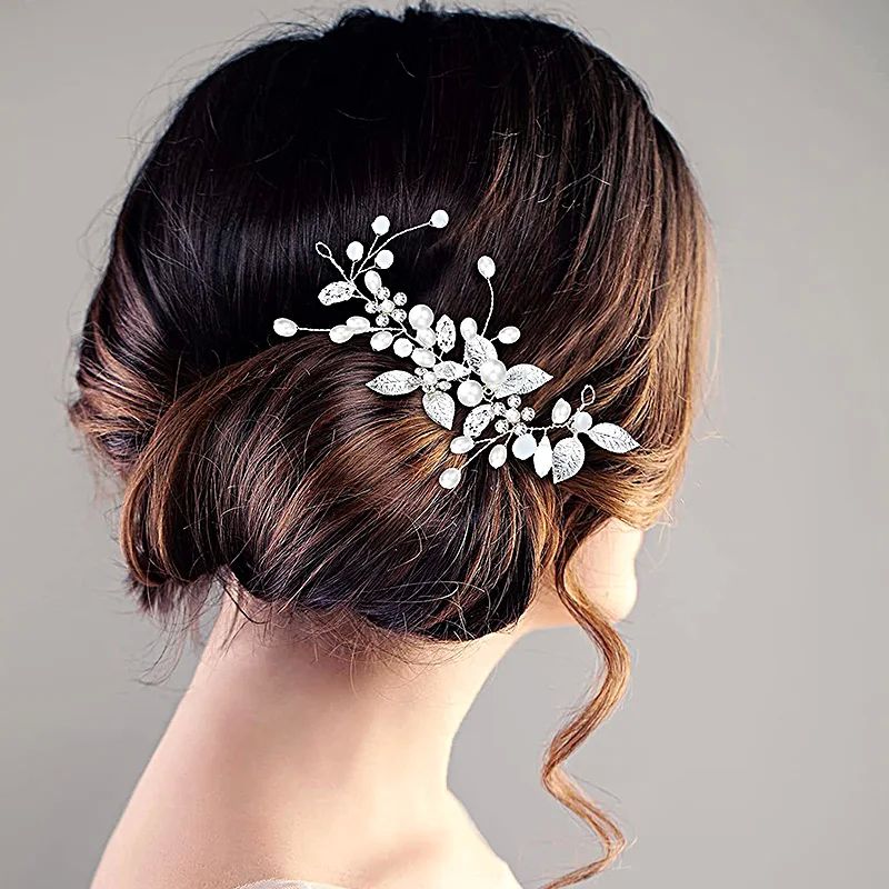 Wedding Elegant Crystal Bride Hair Comb Headwear Pearl Brida - 图0