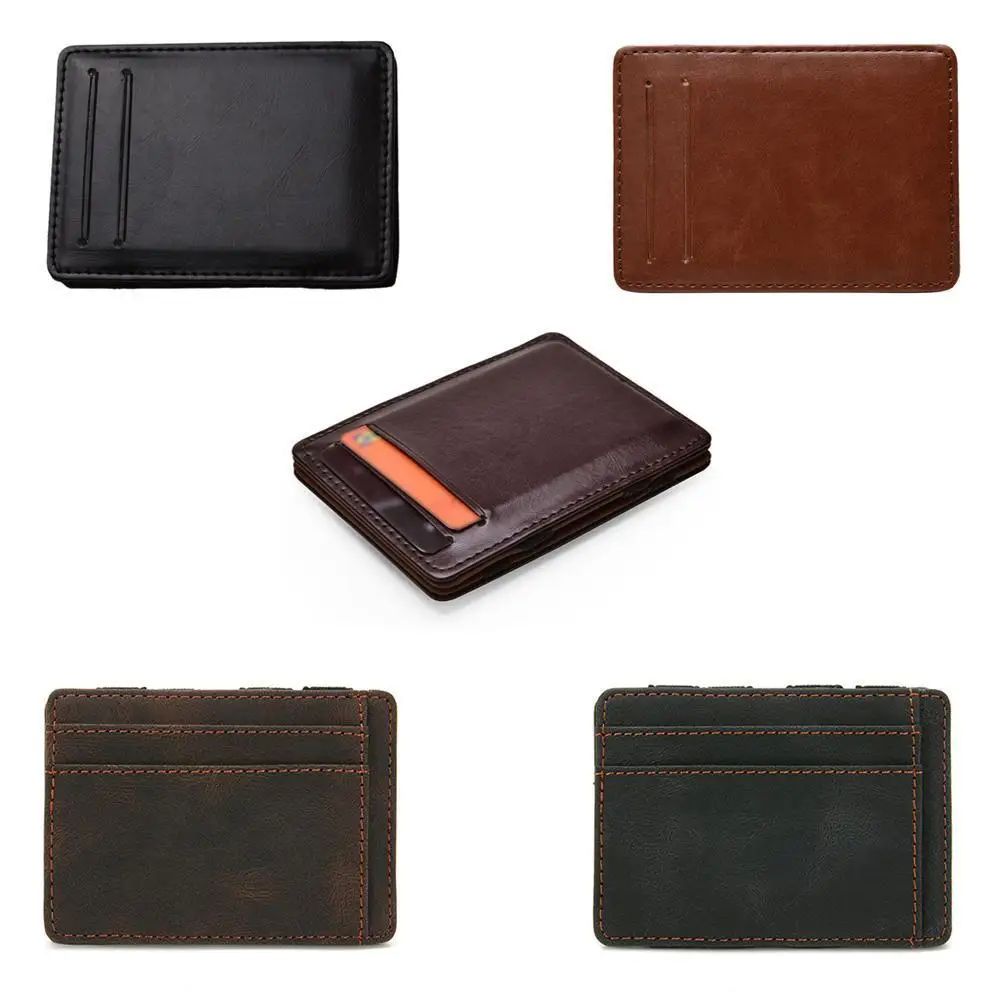 1PC Ultra Thin PU Leather Women Men Magic Wallets Coin Purse - 图0