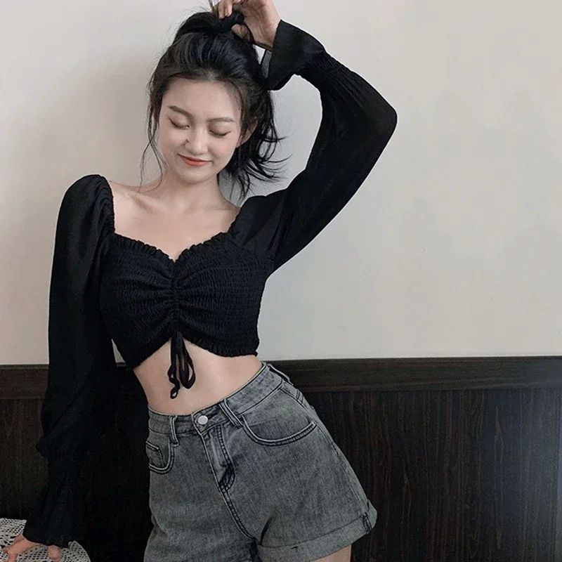 Woman’s Tops Puff Sleeve Sexy Close-Fitting Summer and Spri - 图1