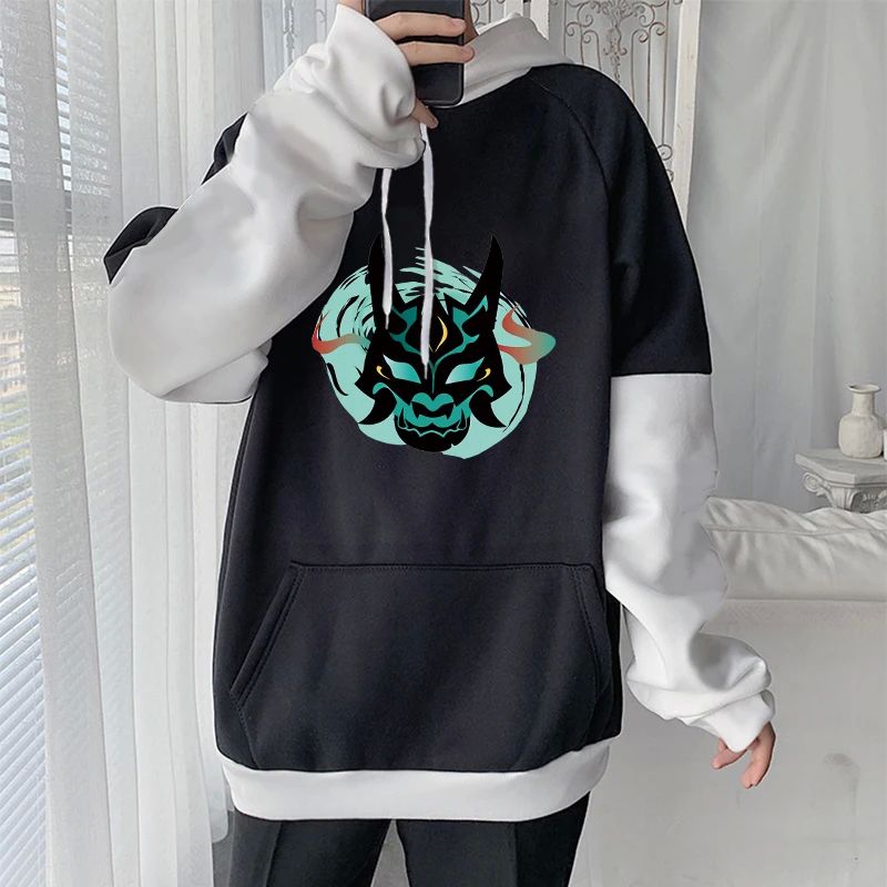 Genshin Impact Harajuku Game Hoodies Men Xiao Mask Fangs Aes - 图0