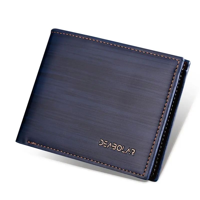 Men Short Style Wallet Glossy Wood Grain Fashion Multi Card - 图2