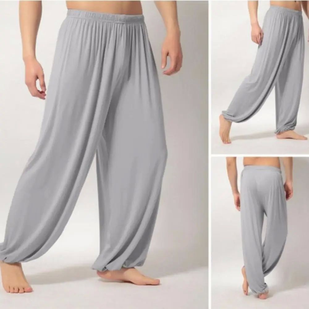 Men's Harem Pants Solid Color Yoga Pants Morning Exercise Ta-图3