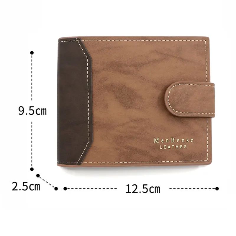 New Short Men Wallets Slim Card Holder Quality PU Leather Br - 图0