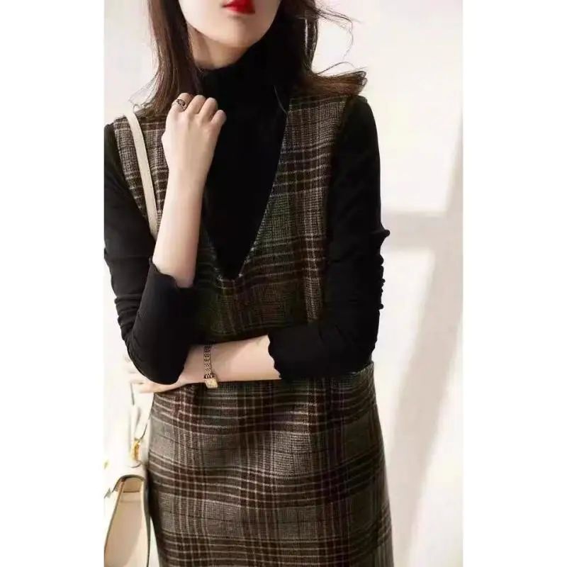 Fashionable Retro Commuting Plaid Woolen Skirt Women's 2024-图0