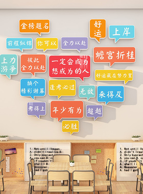 学习目标墙班级文化墙照片墙装饰学校走廊培训机构励志墙贴纸布置