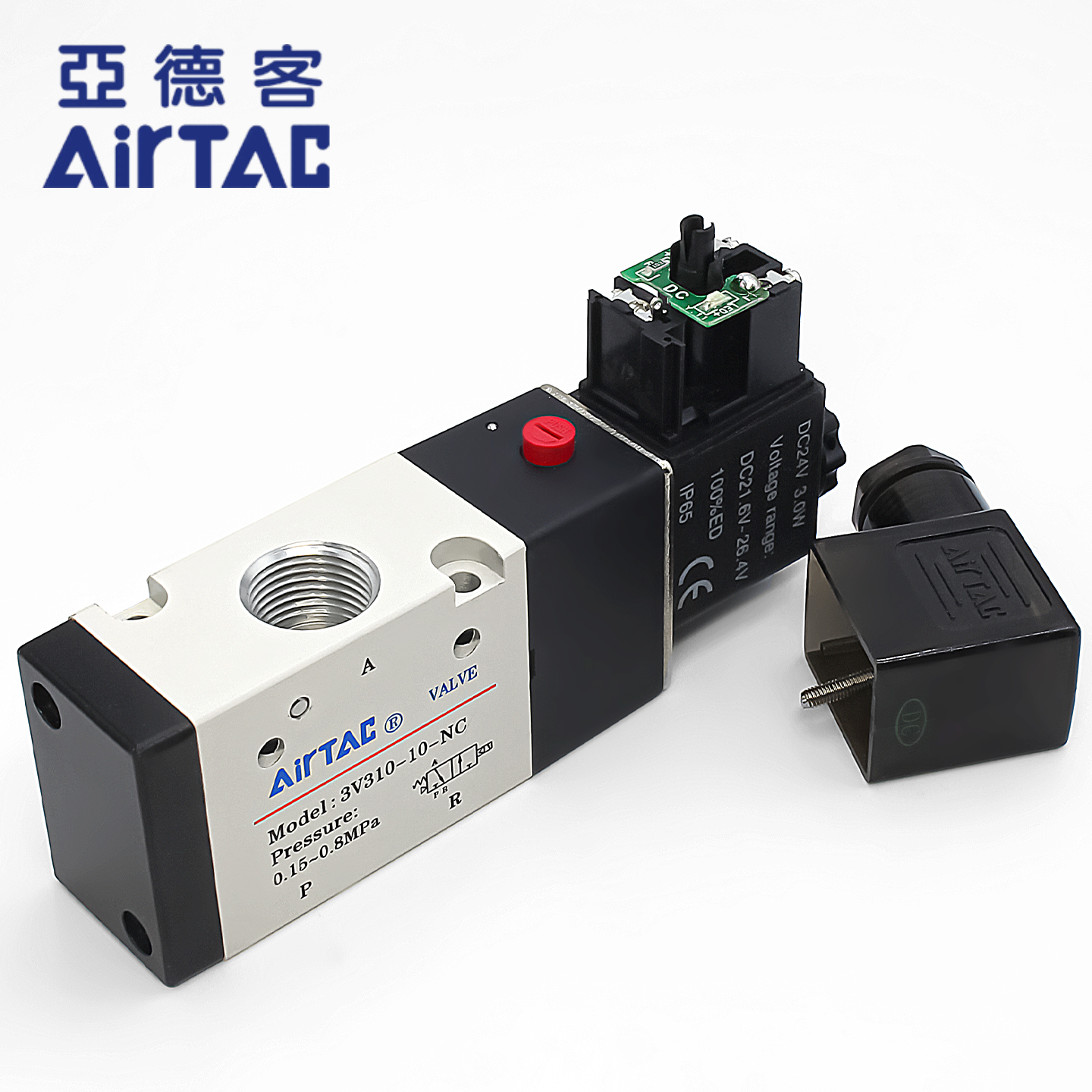 亚德客二位三通常闭电磁阀3V110-06/3V210-08/3V310-10NC电子气阀 - 图1