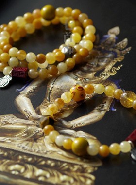 五行属土黄玉手链玉石珠子首饰