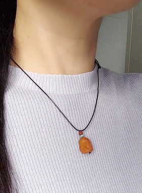 真品蜜蜡原石小吊坠颈链锁骨链女