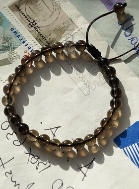 隔离霉运5A茶水晶手串单圈情侣款