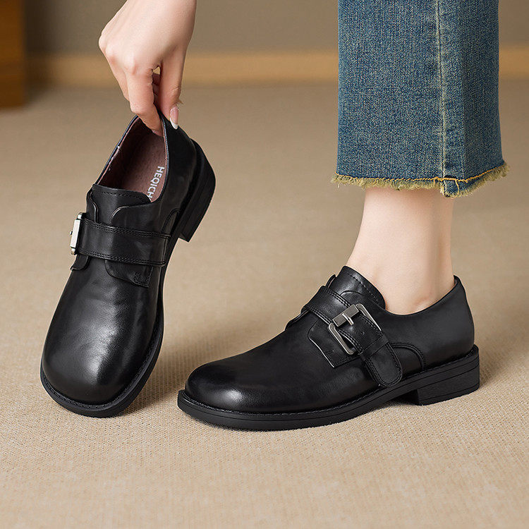 经典款黑色英伦风小皮鞋圆头粗跟深口单鞋宽头中跟乐福鞋大码女鞋,淘宝优惠券,粉丝福利购,淘宝优惠卷