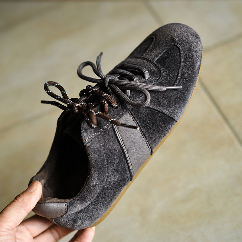 复古磨砂牛皮休闲德训鞋女时尚运动鞋深口系带单鞋平底鞋41大码,淘宝优惠券,粉丝福利购,淘宝优惠卷