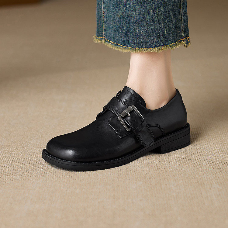 经典款黑色英伦风小皮鞋圆头粗跟深口单鞋宽头中跟乐福鞋大码女鞋,淘宝优惠券,粉丝福利购,淘宝优惠卷
