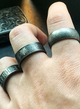 权戒-系列古法钛钢戒指卢恩尾戒