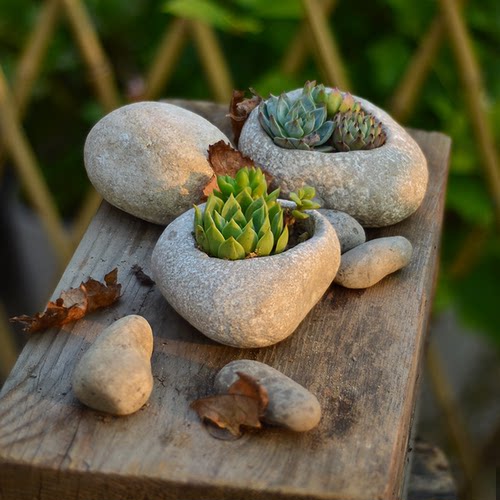 文艺创意仿鹅卵石多肉小花盆不规则桌面组合多肉花盆绿植室内盆栽 - 图1