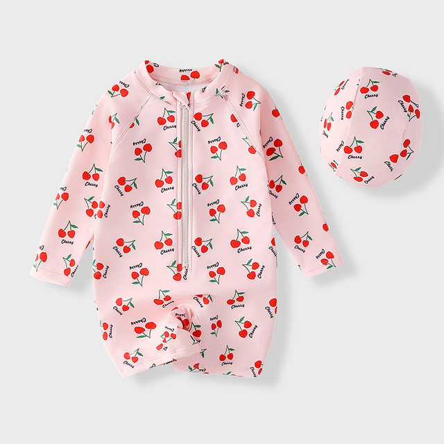 Children's swimsuits, girls one-piece cute and fashionable long-sleeved training swimsuits, children, you can quickly dry sun protection swimsuits