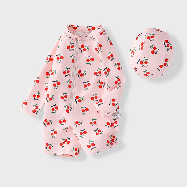 Children's swimsuits, girls one-piece cute and fashionable long-sleeved training swimsuits, children, you can quickly dry sun protection swimsuits
