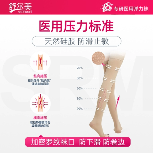 Шульмей предотвращает венозные песни из медицинских эластичных носков, длинных цилиндрических и дышащих медицинского лечения.
