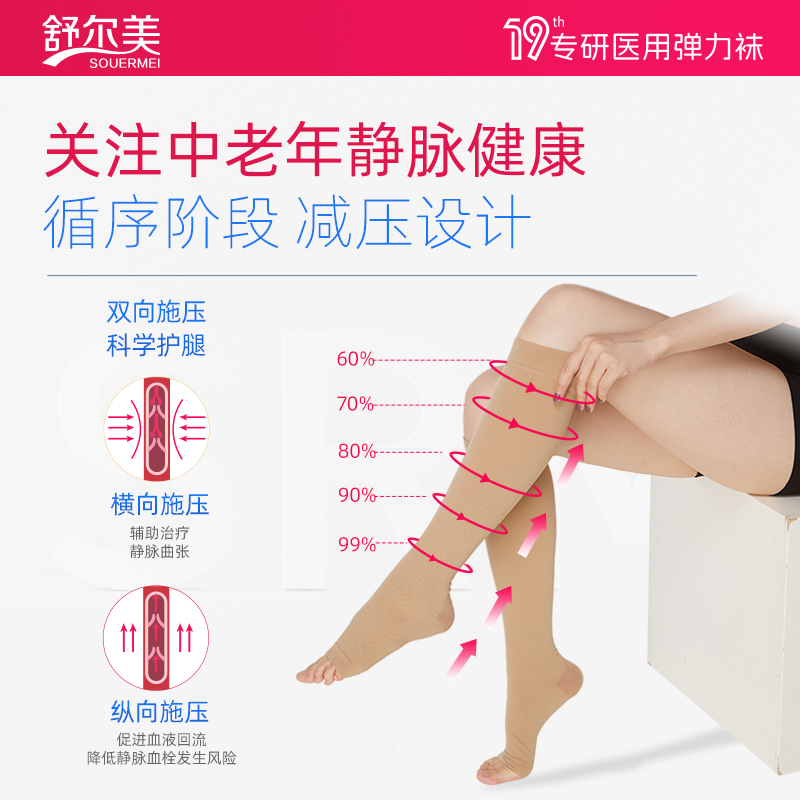 舒尔美预防静脉曲张医用弹力袜医疗治疗型中老年血栓压力夏季薄款