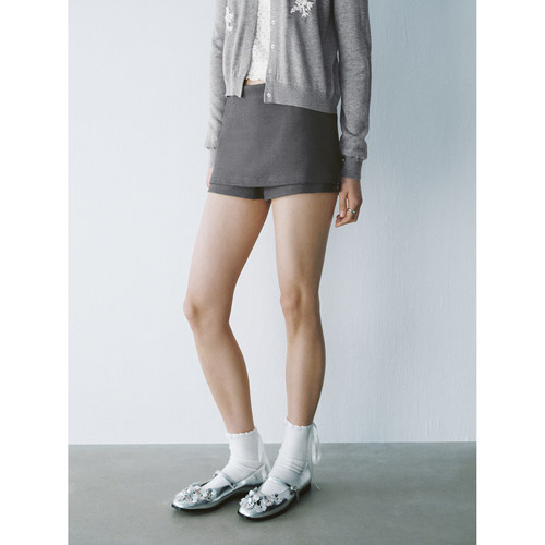 UR&DC2025夏季新款百搭简约假两件拼接设计感超短款短裤女裙裤子 - 图1