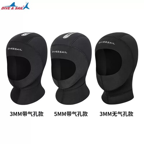 DIVE&SAIL1潜水帽3mm头套男女保暖防晒冬泳护耳5浮潜连肩脸基尼子 - 图1