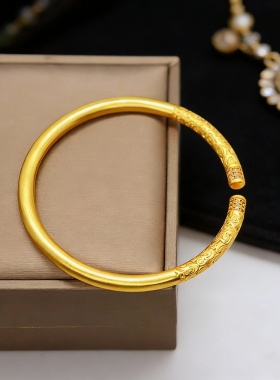 金包银古法传承祥云手镯金箍棒男女黄金色镯子开口实心首饰送女友