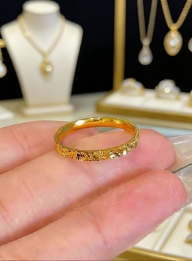 金包银可回收轻奢爆闪碎碎冰碎金戒指女红爆款满天星闪素圈指环