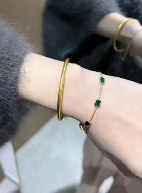 金包银古法传承素圈手镯女款实心不掉色高级感首饰送女友礼物