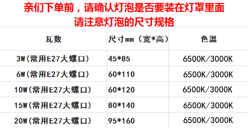 3000k灯泡暖黄光白光led灯泡6500k家用客厅餐厅火锅酒店吊灯e27 - 图3