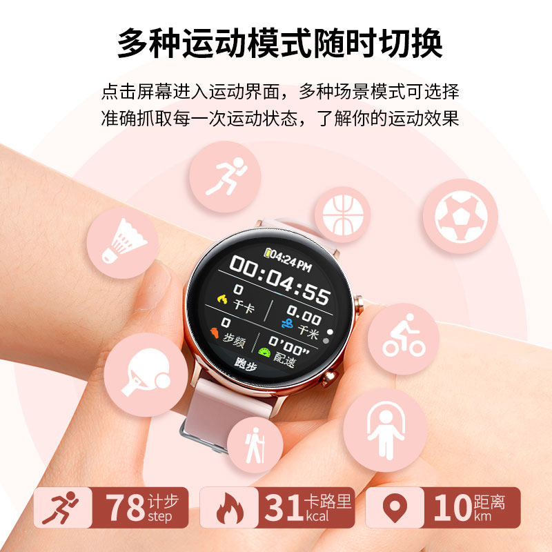 适用于华为苹果智能手表女款多功能运动手环蓝牙电话手表2021新款 适用于华为苹果智能手表女款多功能运动手环蓝牙电话手表2021新款