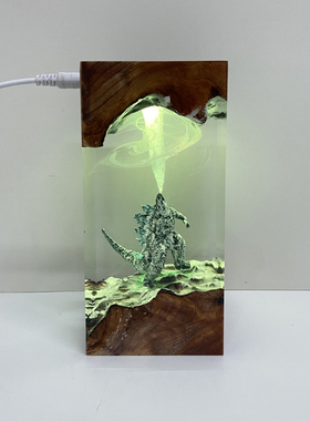 带灯光室内家居摆件树脂实木装饰