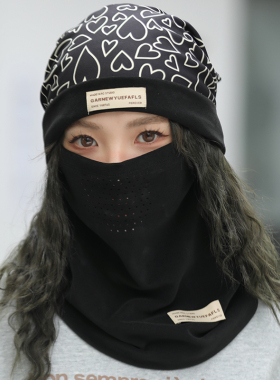 堆堆帽子女保暖骑车面罩围脖套装