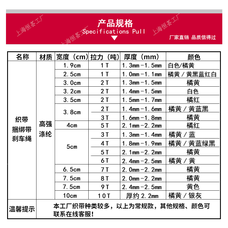 1吨-5吨货物拉力拖车绳捆扎带捆绑带织带涤纶刹车带耐磨加厚绷带-图1