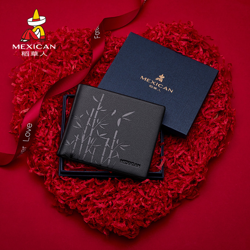 稻草人钱包男士短款2025新款牛皮年轻人高档钱夹简约休闲真皮青年 - 图3