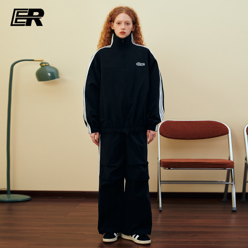 【明星同款】ER撞色条纹夹克运动套装2026秋户外训练服男女同款,淘宝优惠券,粉丝福利购,淘宝优惠卷