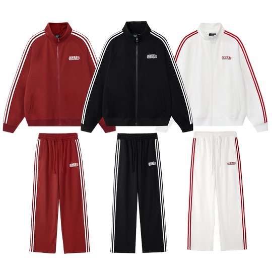 ER Stripe Contrast Color Cardigan Sweater Suit Trendy Brand American Sportswear Campus Style Couple Wear Same Style for Celebrities